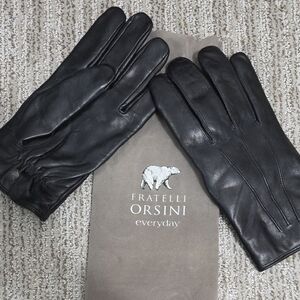 Fratelli Orsini Everyday Black Genuine Soft Leather Rabbit Fur Gloves